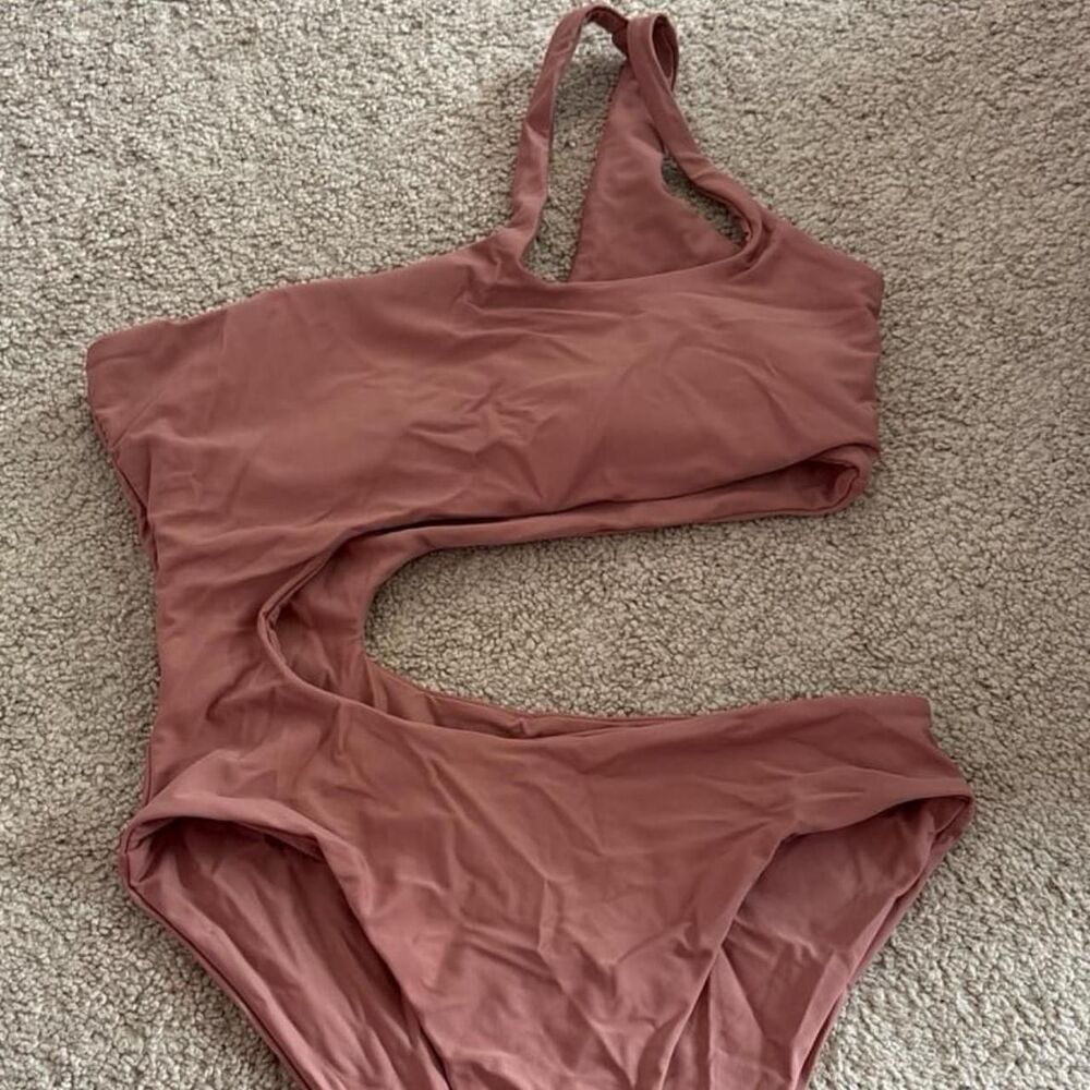 Shein Women's Pink and Burgundy Swimsuit-one-piece